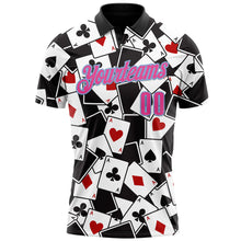 Load image into Gallery viewer, Custom Black Pink-Light Blue 3D Gambling Poker Performance Polo Shirt
