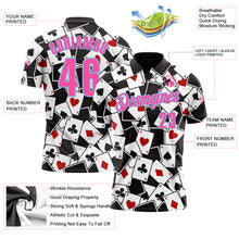 Load image into Gallery viewer, Custom Black Pink-Light Blue 3D Gambling Poker Performance Polo Shirt
