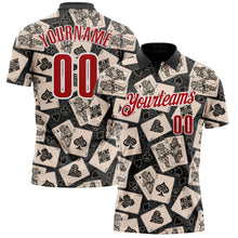 Load image into Gallery viewer, Custom Black Red-White 3D Gambling Poker Performance Polo Shirt
