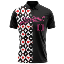 Charger l&#39;image dans la galerie, Custom Black Pink 3D Gambling Poker Performance Polo Shirt
