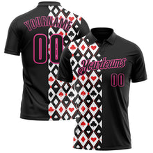 Charger l&#39;image dans la galerie, Custom Black Pink 3D Gambling Poker Performance Polo Shirt
