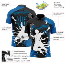 Charger l&#39;image dans la galerie, Custom Black Blue-White 3D Tennis Performance Polo Shirt
