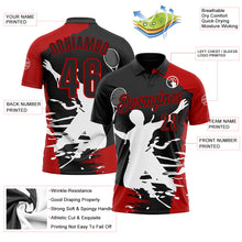 Charger l&#39;image dans la galerie, Custom Black Red-White 3D Tennis Performance Polo Shirt
