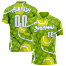 Загрузить изображение в средство просмотра галереи, Custom Neon Green White-Light Blue 3D Tennis Performance Polo Shirt
