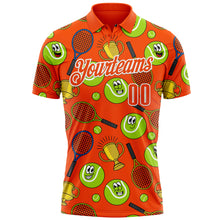 Laden Sie das Bild in den Galerie-Viewer, Custom Orange White 3D Tennis Performance Polo Shirt
