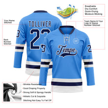 Загрузить изображение в средство просмотра галереи, Custom Sky Blue Navy-White Hockey Lace Neck Jersey
