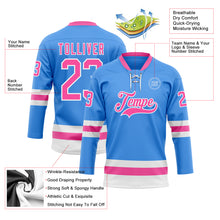 Загрузить изображение в средство просмотра галереи, Custom Sky Blue Pink-White Hockey Lace Neck Jersey
