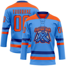 Загрузить изображение в средство просмотра галереи, Custom Sky Blue Orange-Royal Hockey Lace Neck Jersey
