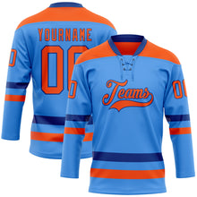 Загрузить изображение в средство просмотра галереи, Custom Sky Blue Orange-Royal Hockey Lace Neck Jersey
