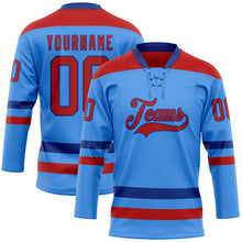 Загрузить изображение в средство просмотра галереи, Custom Sky Blue Red-Royal Hockey Lace Neck Jersey
