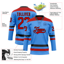 Загрузить изображение в средство просмотра галереи, Custom Sky Blue Red-Black Hockey Lace Neck Jersey
