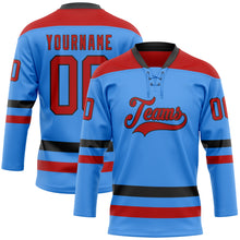 Загрузить изображение в средство просмотра галереи, Custom Sky Blue Red-Black Hockey Lace Neck Jersey
