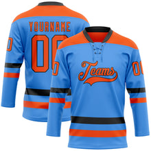 Загрузить изображение в средство просмотра галереи, Custom Sky Blue Orange-Black Hockey Lace Neck Jersey
