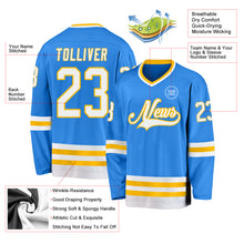 Charger l&#39;image dans la galerie, Custom Powder Blue White-Gold Hockey Jersey
