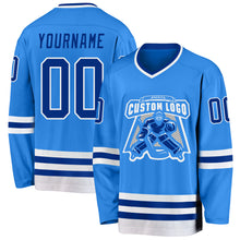 Load image into Gallery viewer, Custom Powder Blue Royal-White Hockey Jersey
