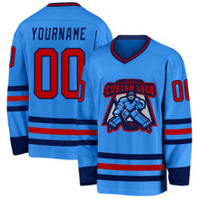 Load image into Gallery viewer, Custom Powder Blue Red-Navy Hockey Jersey
