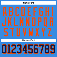 Load image into Gallery viewer, Custom Powder Blue Navy-Orange Hockey Jersey
