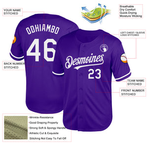 Custom Purple White Mesh Authentic Throwback Baseball Jersey