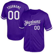 Load image into Gallery viewer, Custom Purple White Mesh Authentic Throwback Baseball Jersey
