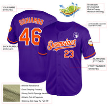 Load image into Gallery viewer, Custom Purple Orange-White Mesh Authentic Throwback Baseball Jersey
