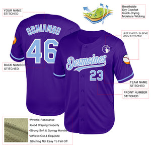 Custom Purple Light Blue-White Mesh Authentic Throwback Baseball Jersey