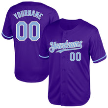 Load image into Gallery viewer, Custom Purple Light Blue-White Mesh Authentic Throwback Baseball Jersey
