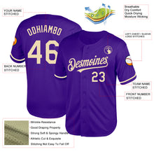 Load image into Gallery viewer, Custom Purple Cream Mesh Authentic Throwback Baseball Jersey
