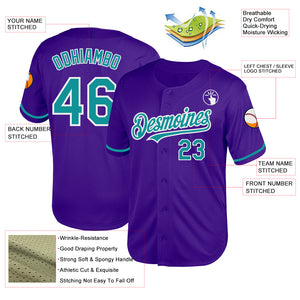 Custom Purple Teal-White Mesh Authentic Throwback Baseball Jersey