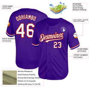 Custom Purple White-Red Mesh Authentic Throwback Baseball Jersey