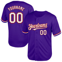 Load image into Gallery viewer, Custom Purple White-Red Mesh Authentic Throwback Baseball Jersey
