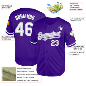 Custom Purple White-Gray Mesh Authentic Throwback Baseball Jersey