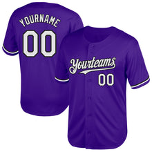 Load image into Gallery viewer, Custom Purple White-Black Mesh Authentic Throwback Baseball Jersey
