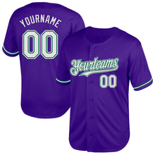 Load image into Gallery viewer, Custom Purple White-Kelly Green Mesh Authentic Throwback Baseball Jersey
