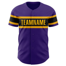 Load image into Gallery viewer, Custom Purple Black-Gold Authentic Baseball Jersey
