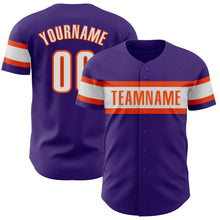 Load image into Gallery viewer, Custom Purple White-Orange Authentic Baseball Jersey
