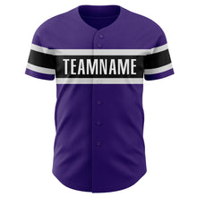 Load image into Gallery viewer, Custom Purple White-Black Authentic Baseball Jersey
