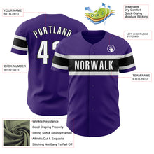 Load image into Gallery viewer, Custom Purple White-Black Authentic Baseball Jersey
