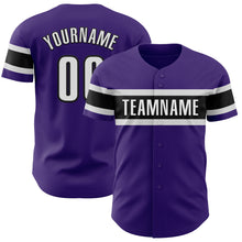 Load image into Gallery viewer, Custom Purple White-Black Authentic Baseball Jersey
