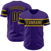 Load image into Gallery viewer, Custom Purple Black-Old Gold Authentic Baseball Jersey
