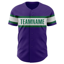 Load image into Gallery viewer, Custom Purple Kelly Green-White Authentic Baseball Jersey
