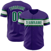 Load image into Gallery viewer, Custom Purple Kelly Green-White Authentic Baseball Jersey
