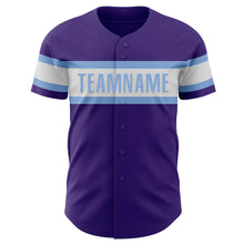 Load image into Gallery viewer, Custom Purple White-Light Blue Authentic Baseball Jersey
