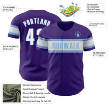 Load image into Gallery viewer, Custom Purple White-Light Blue Authentic Baseball Jersey
