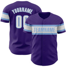 Load image into Gallery viewer, Custom Purple White-Light Blue Authentic Baseball Jersey
