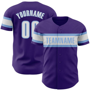 Custom Purple White-Light Blue Authentic Baseball Jersey