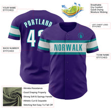 Load image into Gallery viewer, Custom Purple White-Teal Authentic Baseball Jersey
