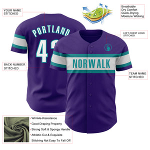 Custom Purple White-Teal Authentic Baseball Jersey