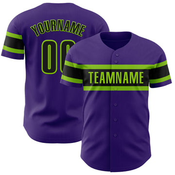 Custom Purple Black-Neon Green Authentic Baseball Jersey