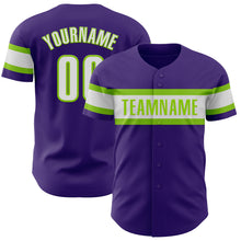 Load image into Gallery viewer, Custom Purple White-Neon Green Authentic Baseball Jersey
