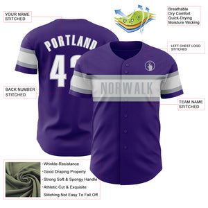 Custom Purple White-Gray Authentic Baseball Jersey